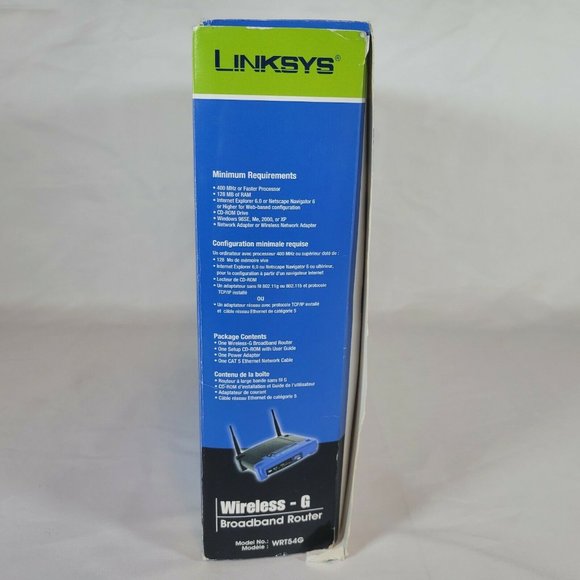 LINKSYS WRT54G Wi-Fi Routeur haut débit sans fil G 2,4 GHz NOUVEAU Boîte ouverte - Picture 8 of 8